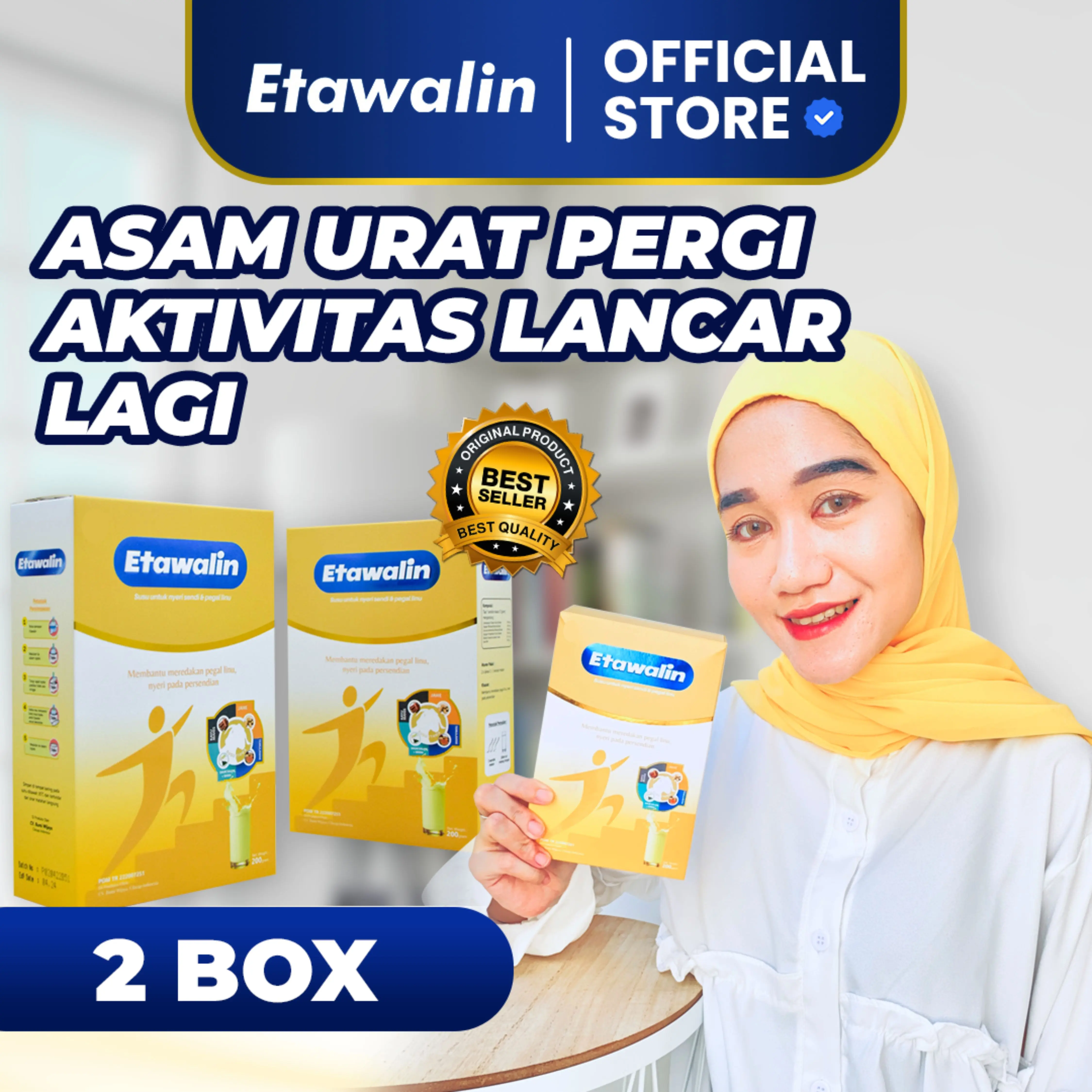 PAKET 2 BOX II Susu Kambing Etawa Premium II Etawalin Original 200 Gram - Minuman Susu Asam Urat Manis Bubuk Bahan Dairy Milk Serbuk