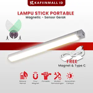 Lampu Stick Panjang LED Sensor Gerak Magnetic Motion Sensor Lampu tidur lampu belajar lampu lemari Multifungsi Lampu Kamar Aesthetic Hias Ruang Tamu