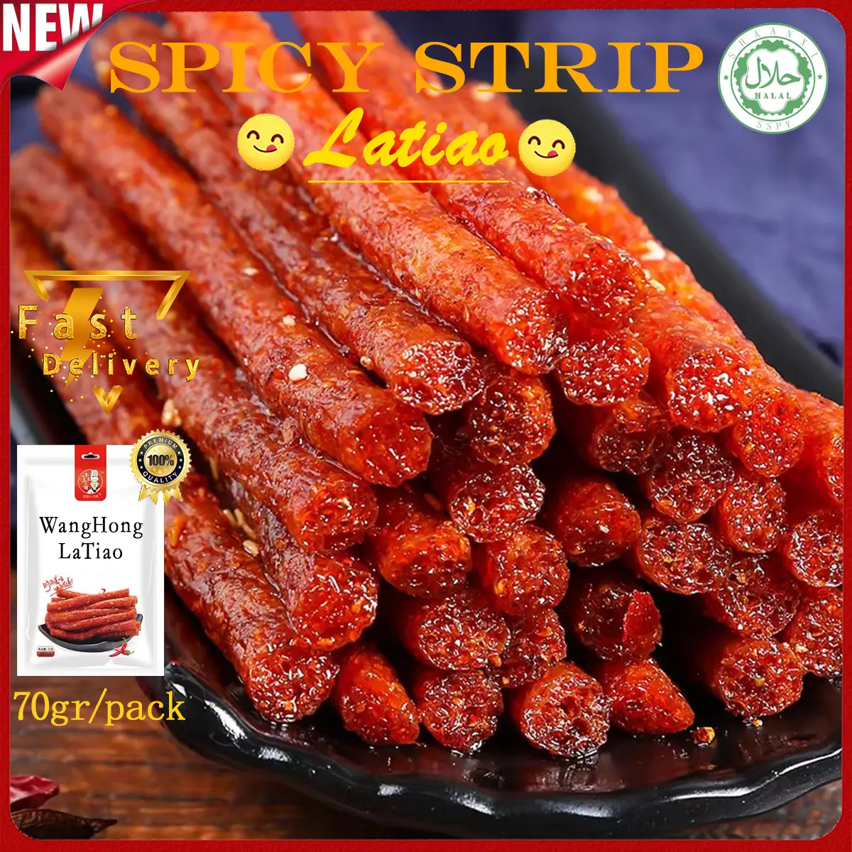 [Halal]Gluten Spicy Tofu 70g Latiao Cemilan Snack Vegetarian latiao Kembang Tahu Pengiriman lokal pembayaran tunai pada saat pengiriman (COD) Bag Food