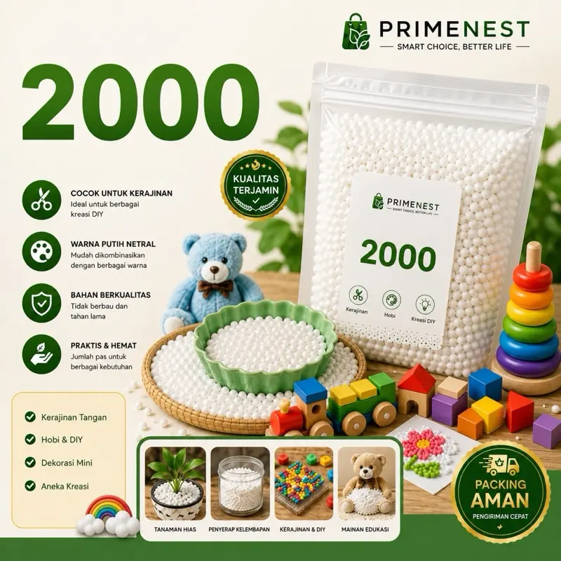 Butiran Craft Putih Premium 2000 Biji untuk Kerajinan & DIY