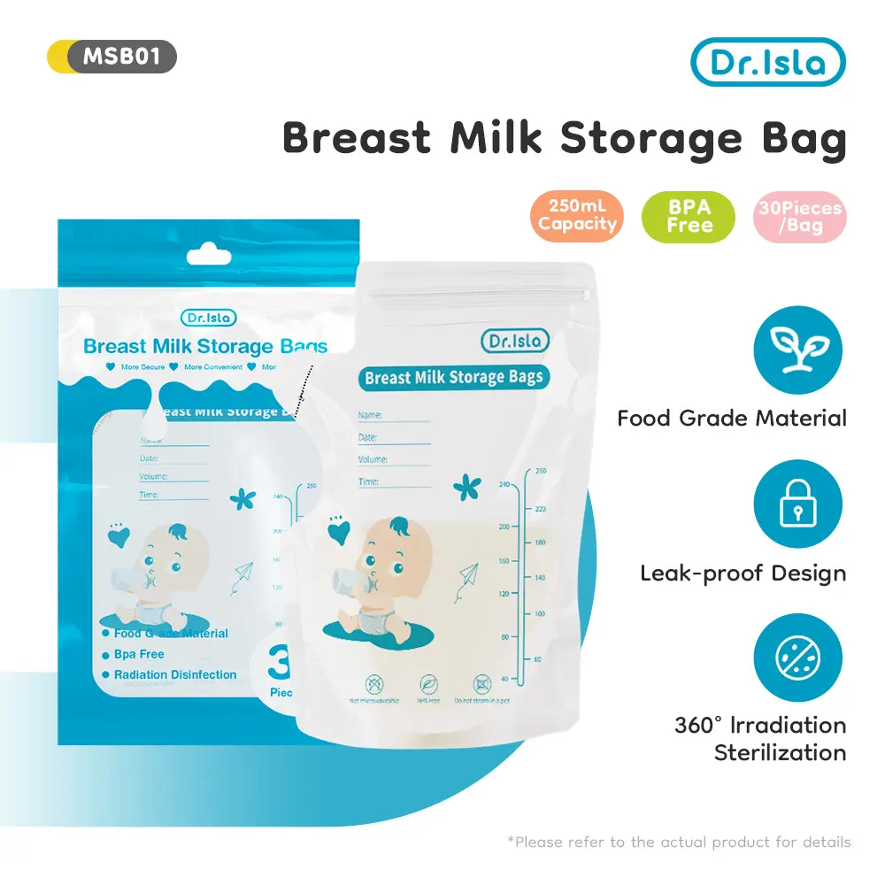 Dr.lsla 30Pcs Kantong ASI Plastik ASI Breastmilk Storage Bag Breastmilk Storage Kualitas Aman BPA Free MSB01 Penyimpanan Bayi