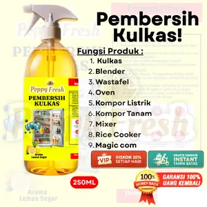 Poppy Fresh Pembersih Kulkas Spray Aroma Lemon Segar 250ML Formula Anti Bau & Anti Bakteri Membersihkan Tanpa Residu Cocok untuk Rumah Kantor atau Tempat Lain yang Membutuhkan Pembersih Kulkas Efektif