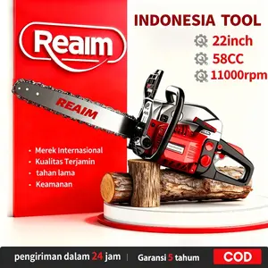 Reaim 58CC Gergaji Bensin Berdaya Tinggi Profesional, Gergaji Mesin Otomatis Penuh, Mesin Penebang Pohon Khusus Taman