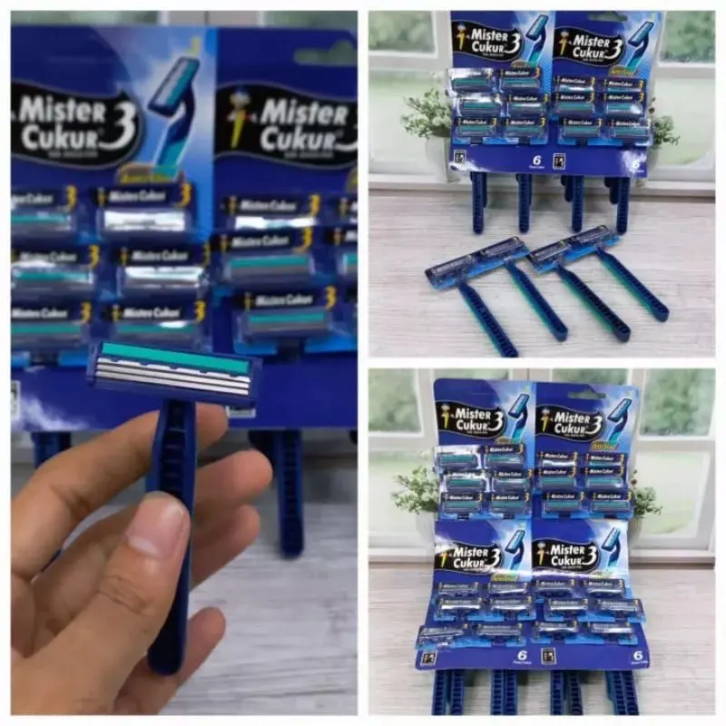 Mister Cukur 3 Mata Pisau Alat Pencukur Razor Cukuran Kumis Jenggot Travel 3