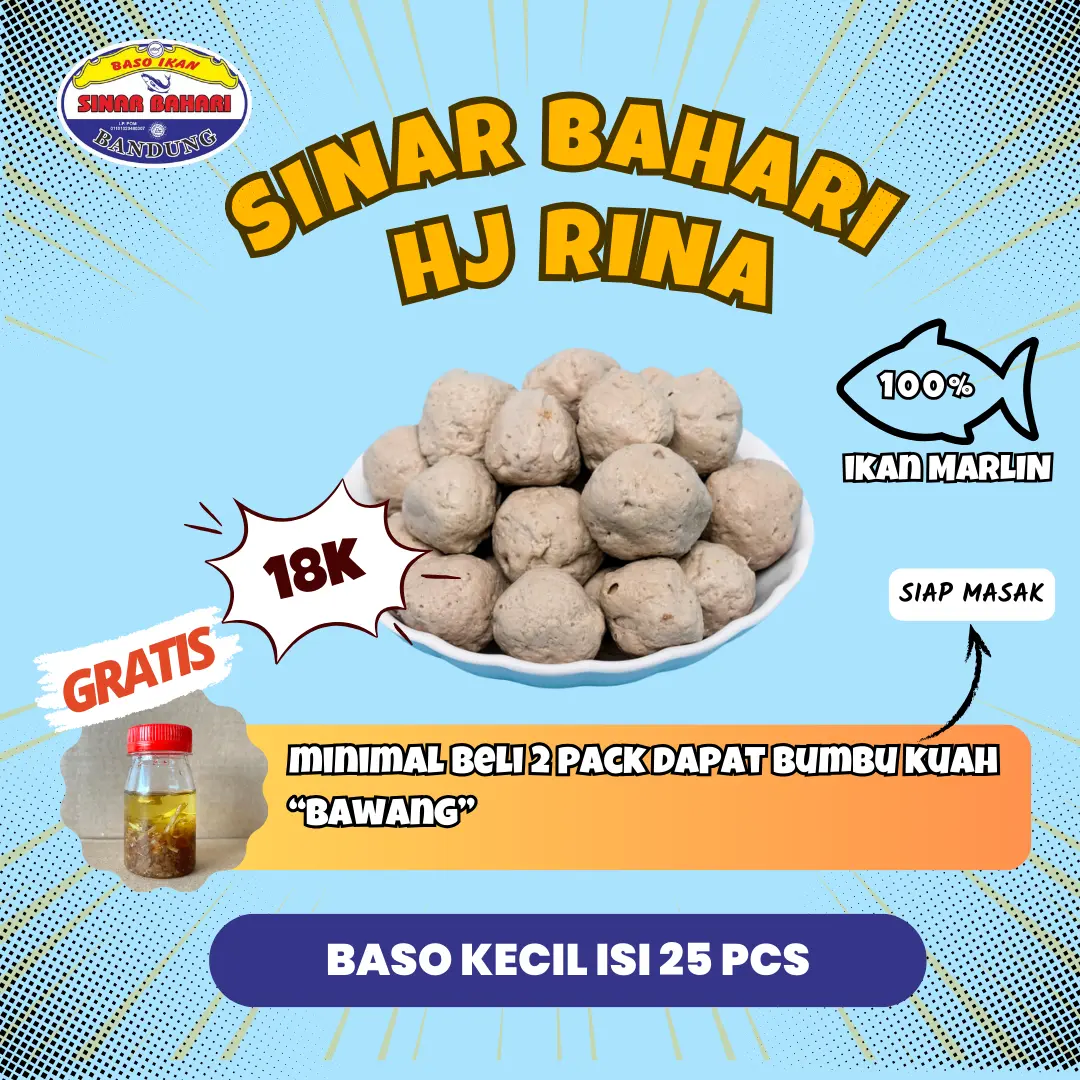 Bakso Baso Ikan Sinar Bahari Varian Kecil Bumbu Kuah Marlin Berkualitas Enak Murah 25 Butir
