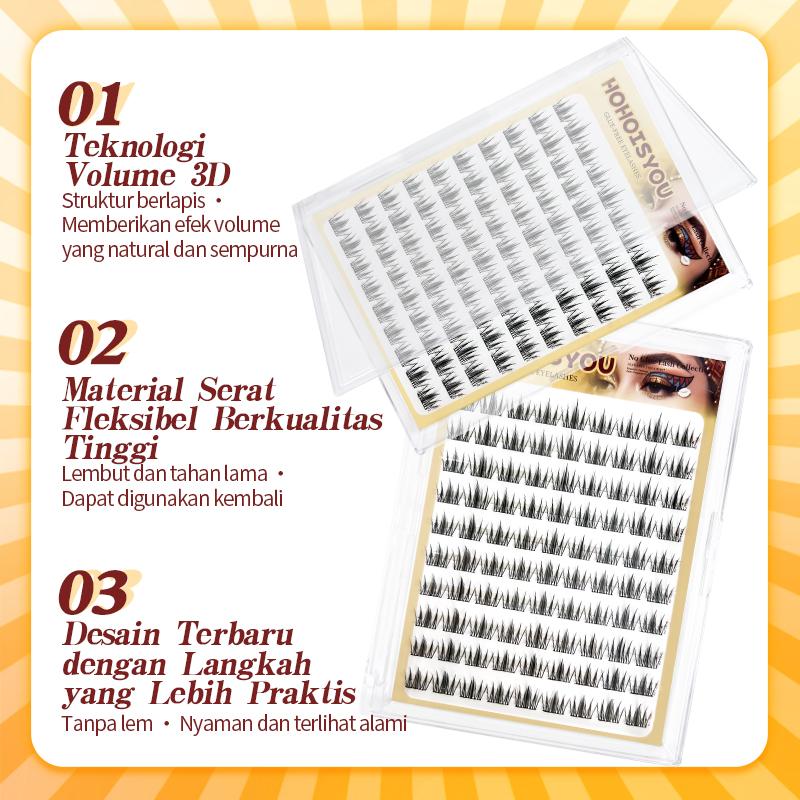 HOHOISYOU Bulu Mata Palsu Tanpa Lem (90PCS) - Koleksi Snowflake, 8-13MM Volume 3D Alami, Dapat Digunakan Ulang, Sempurna untuk Pemula! - Extension, Cleansing Eyelash