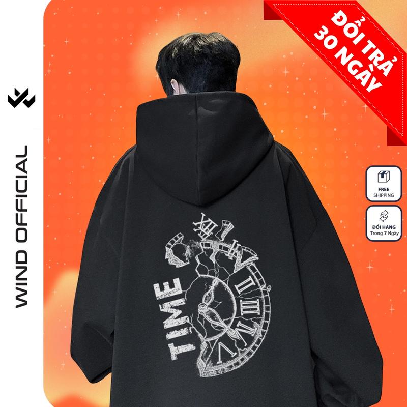 Áo hoodie form rộng WIND TIME Clothing Unisex thời trang nam nữ oversize Menswear Dài Tay Tay Dài