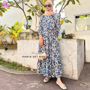 Set Rok Hania 2in1 Oneset Rok Terbaru Fashion Muslimah Wanita Rayon Viscose Motif Kekinian Busui Friendly Katun  Baju Setelan Dewasa Panjang Yayuku by Yayoe Hijab