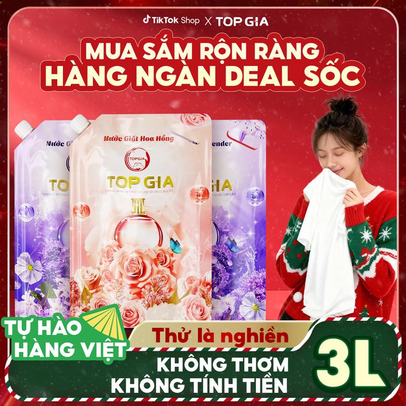  KEY  GIẢM GIÁ SỐC  Combo 3 Túi Nước Giặt Xả TopGia Hương Lavender – Làm Sạch Quần Áo Mềm Vải Thơm Lâu Dễ Chịu  Túi 1L  – Sản Xuất Tại Việt Nam bta 