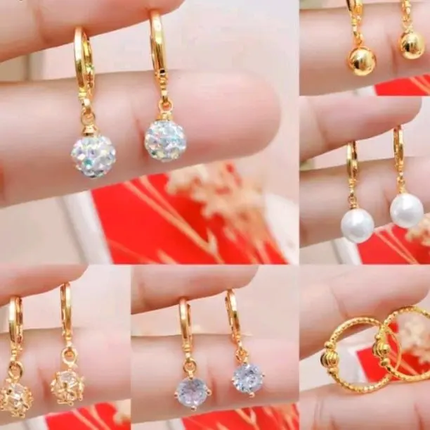 Promo Anting Jepit Gantung Simple ala Korea 24 k anti Luntur