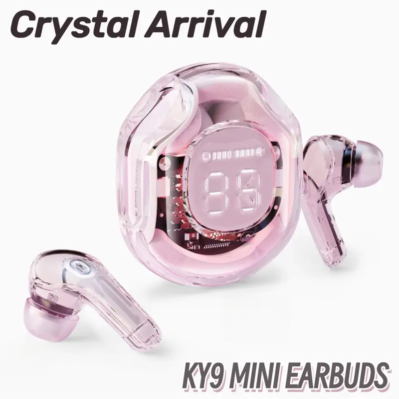 KY9 - tai nghe Bluetooth không dây mini, pha lê 7 màu, thân tròn, rõ ràng, đèn thở mát mẻ với màn hình kỹ thuật số tai  nghe Nhét Tai Nghe Nhạc 1