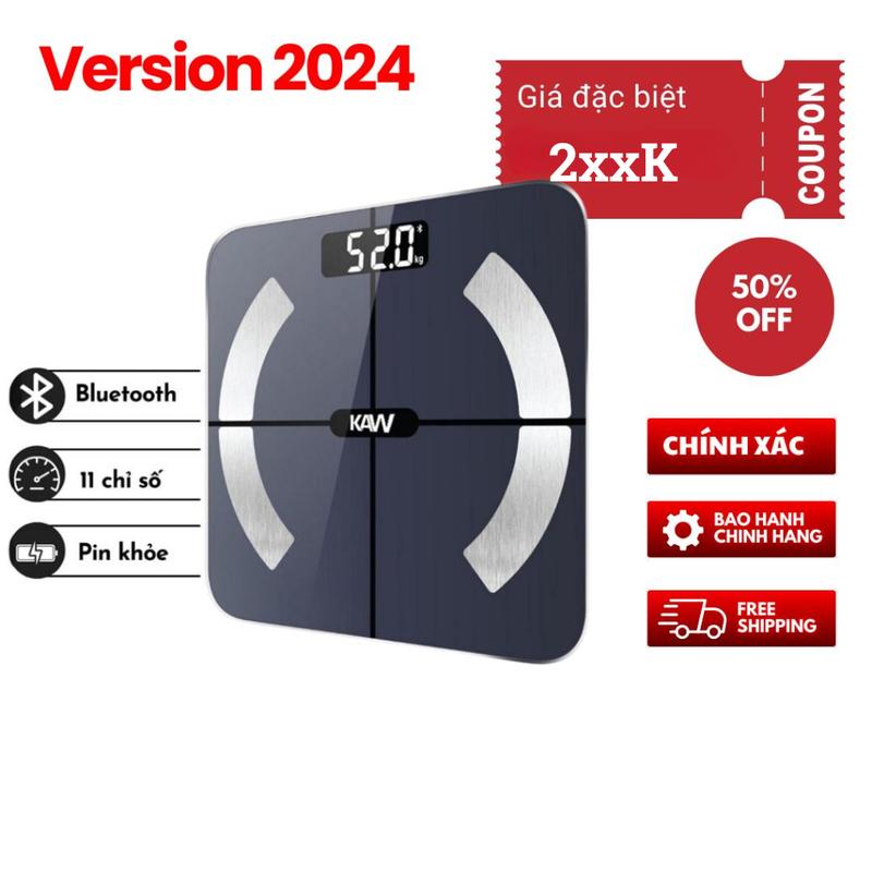 Cân Sức Khỏe KAW Phân Tích Chỉ Số Thông Minh Có Kết Nối Bluetooth Đo Chỉ Số Cân Nặng, Chất Béo candien cân sức khỏe cân máy candi entu