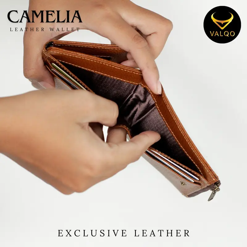 VALQO CAMELIA Dompet Kulit Sapi Wanita Dompet Kartu Resleting Dompet wanita Dompet kecil Dompet Pendek 5