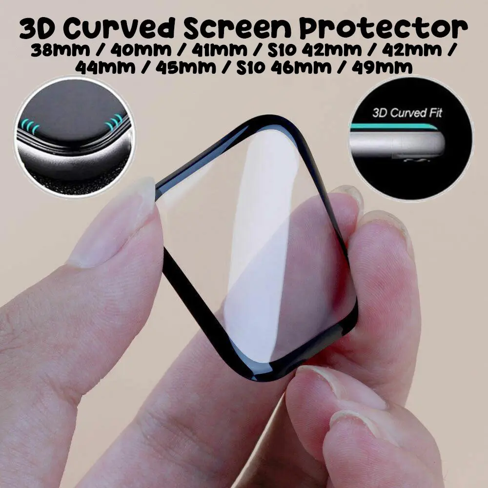 3D Curved Screen Protector For iWatch Ultra 49mm / S10 46mm / 45mm / 44mm / 42mm / S10 42mm / 41mm / 40mm / 38mm Full Screen Protection
