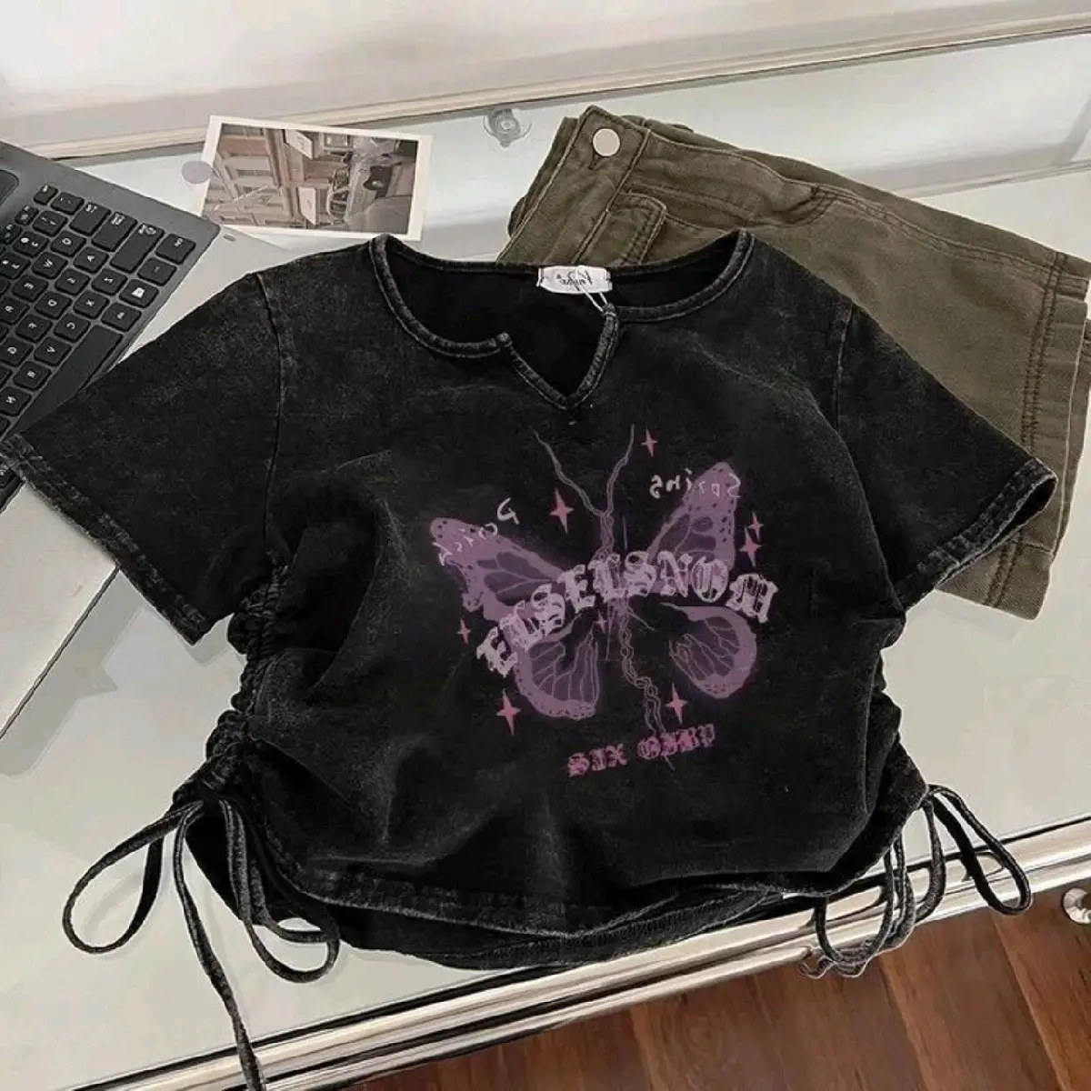 Kaos Oversize Wanita Serut Crop Serut TIMNILIGHT FULL PRINT (LD 106 P42)