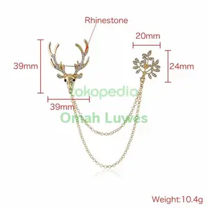 Promo Lapel Pin Bros Jas Wedding Best Man - Brooch Pin Deer Chain - Tree