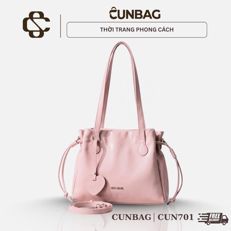 (Tăng Charm Tym Cunbag) Túi Xách Nữ Dây Rút Da Bóng Cao Cấp Quai Dài Đeo Vai Phong Cách Hàn Quốc Thanh Lịch CUN701