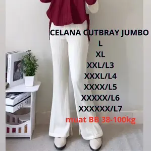 Celana Cutbray Knit Wanita Highwaist Knit Cutbray Wanita Premium Nyaman Panjang Jumbo Muat BB 38 Sampai 100 Kg