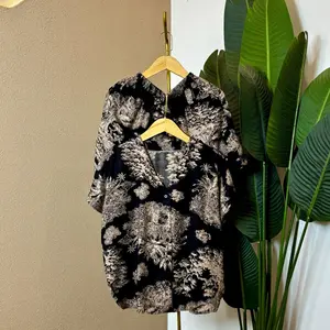 Aretha One Set Motif Busui Friendly Rayon Premium Baju Tidur Atasan Kancing Celana Pendek Piyama Nyaman