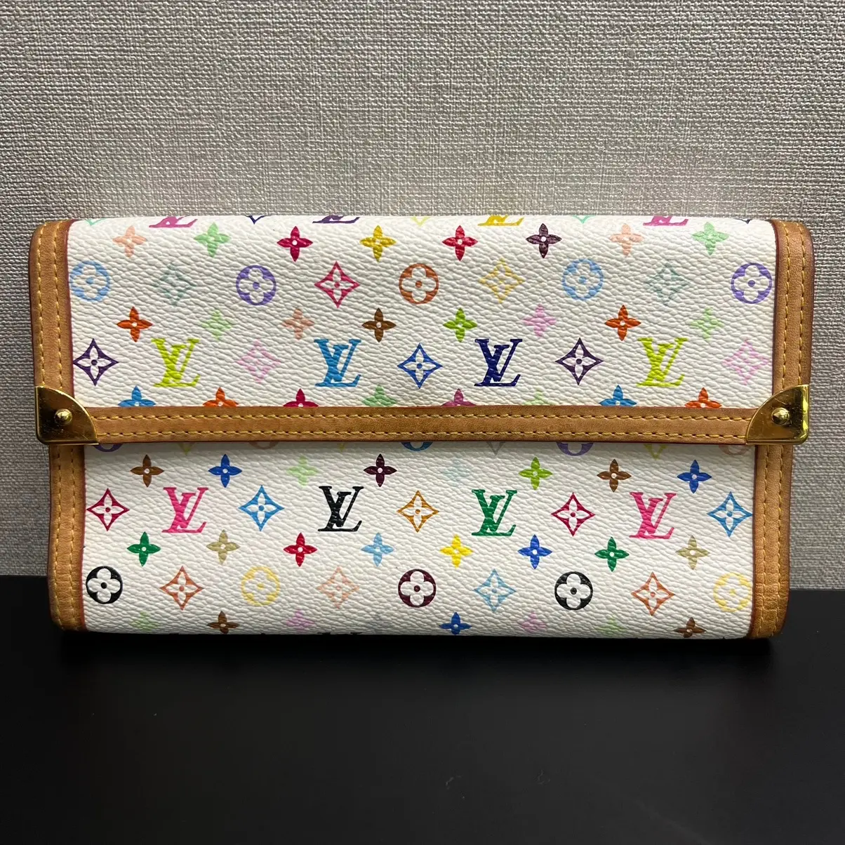 (Preloved-C1471-LP)  Louis Vuitton Monogram White Multicolor Long Wallet Asheree