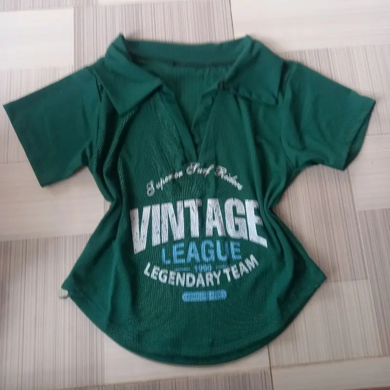 Áo thun baby dáng lửng, croptop cổ lé phối mí tay 8