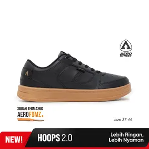 Aerostreet 37-44 Hoops Low 2.0 Gum Hitam Hitam - Sepatu Sneakers Casual