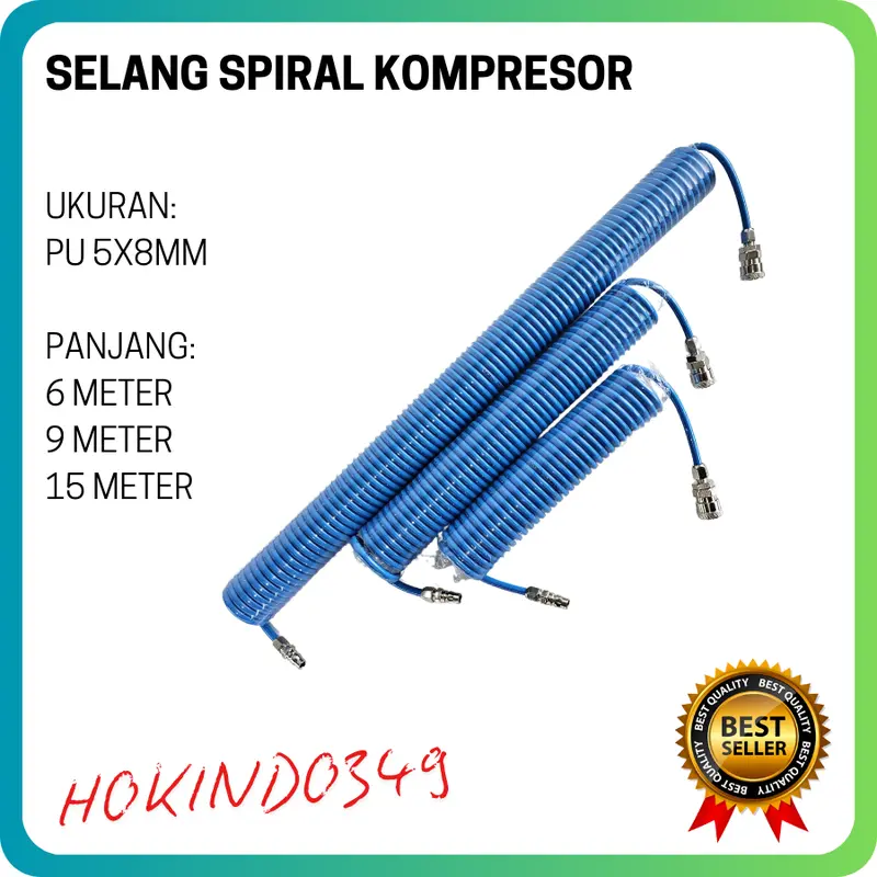 Selang Angin Spiral Kompresor 5X8mm 6M-9M-15M Selang Kompresor Angin Air Duster Spiral 0