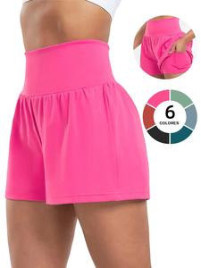 Shorts de yoga para mujer de cintura alta con forro interior y bolsillos, ropa deportiva cómoda para gimnasio y ejercicio diario, para todas las estaciones