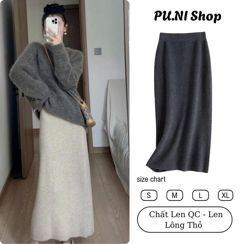    DEAL ĐỘC QUYỀN LIVE - 2 Phiên Bản Chiều Dài   Chân váy nữ dáng dài chữ A xẻ sau cạp chun  chất thun tăm len lông thỏ mặc đi chơi  đi làm đi học Mùa Đông 