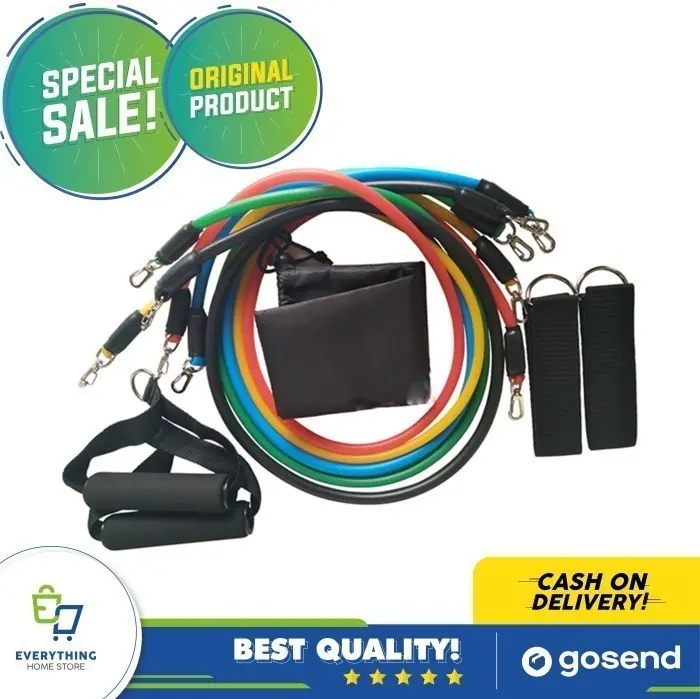 Power Resistance Band 11 Pcs Set Tali Tarik Karet Gym Yoga Fitness ORI 1