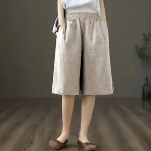 Celan Kulot Wanita 3/4 Wanita / Celana Linen Rami Dewasa