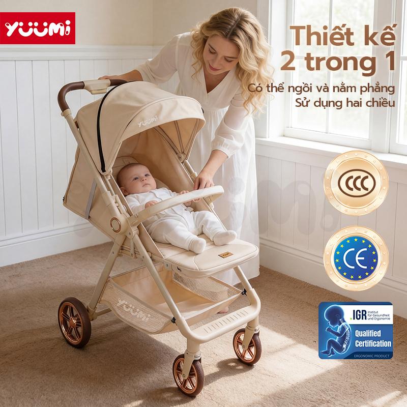 [COD]Xe đẩy em bé YUUMI Y3 - Xe Đẩy 2 Chiều Gấp Gọn 1 Giây, Giảm Xóc 4 Bánh, Cho Bé Ngồi/Nằm, Xe Đẩy Du Lịch Cao Cấp