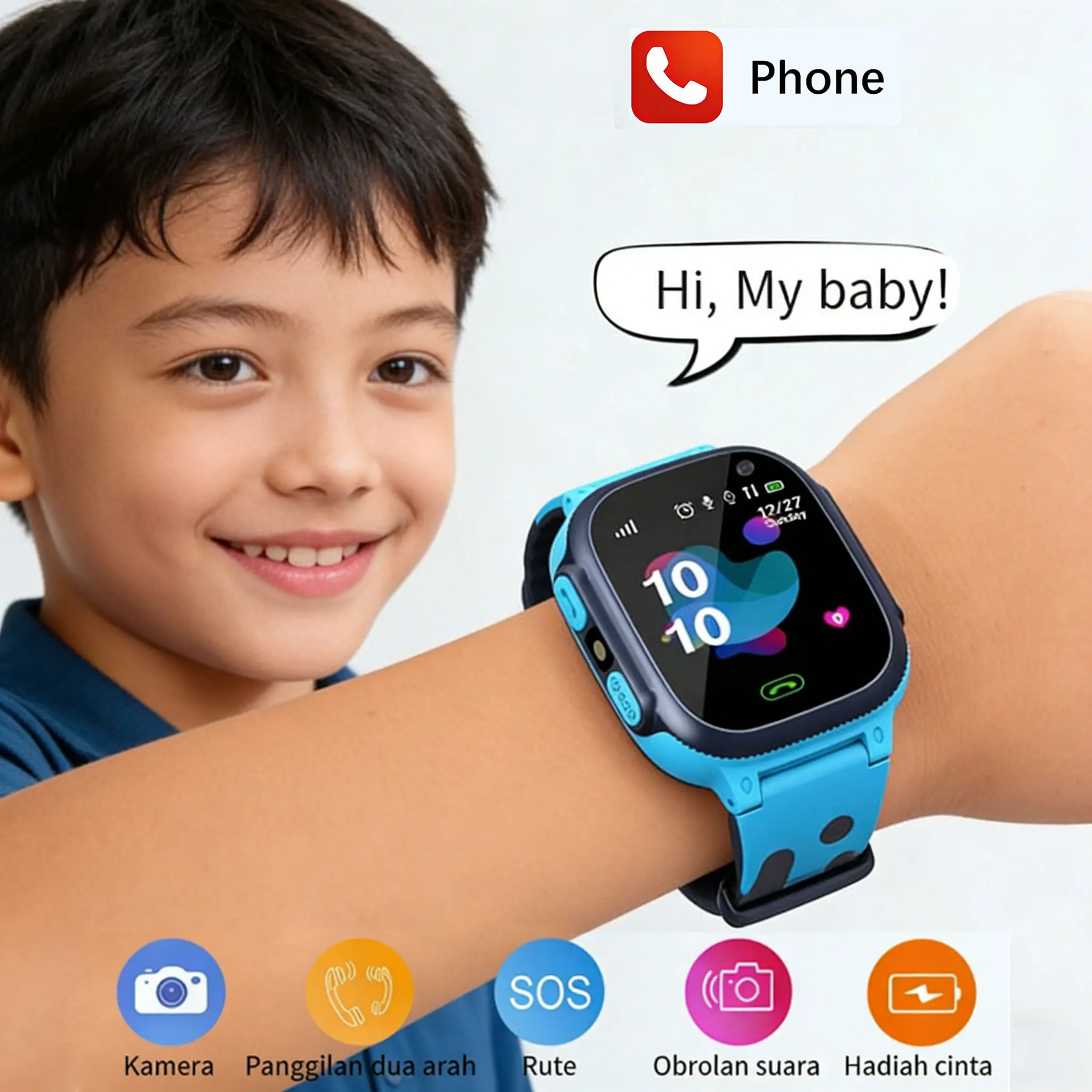 Smartwatch Anak Z1 - 2G Telepon & GPS Pelacak Anti-Hilang, Tahan Air, Monitor Detak Jantung