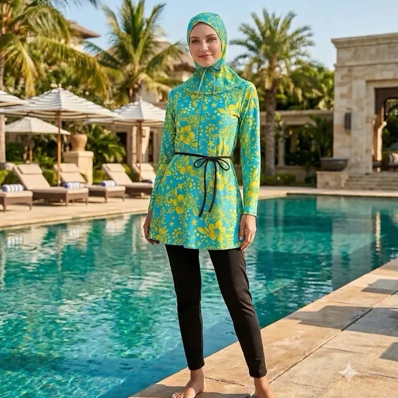 BAJU RENANG MUSLIM DEWASA PRINTING CORAK BAHAN NYLON SPANDEK TEBAL HALUS MELAR UKURAN M L XL XXL BAJU RENANG MUSLIMAH MURAH Wanita