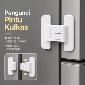 Kunci Keamanan Pintu Kulkas & Lemari | Dua Kunci Anti Terbuka | Perekat Tanpa Bor