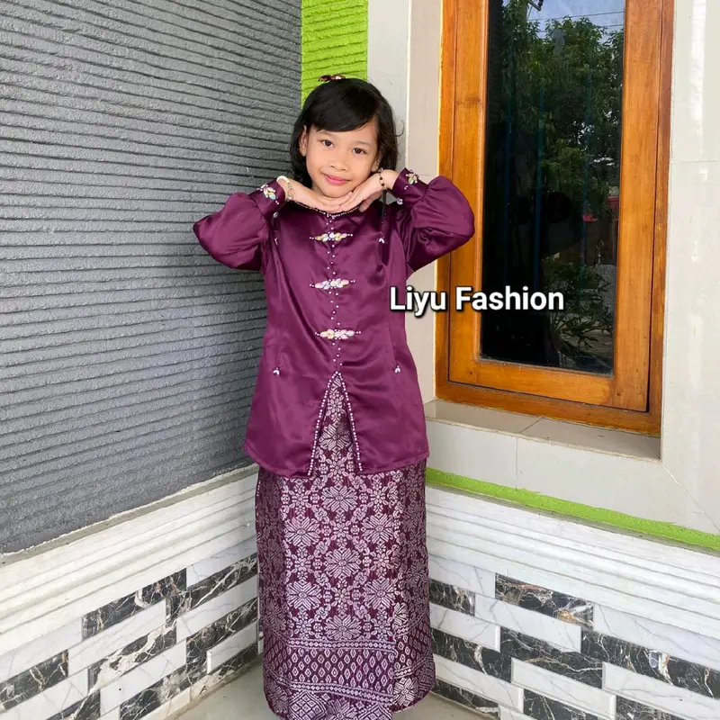 (SET SONGKET ANAK ALYYA) KURUNG MELAYU (ANAK PEREMPUAN) DAN ROK SONGKET OOTD KONDANGAN KEKINIAN MODERN Baju Seragam 1