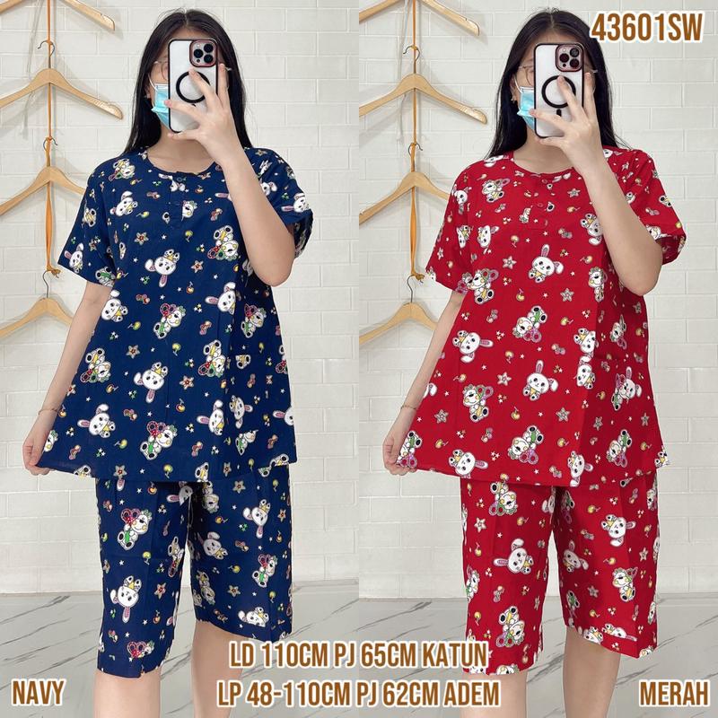Baju Tidur Merlin BD Celana 3/4 Dewasa Setelan Katun Motif karakter  - Bahan Katun Premium 0