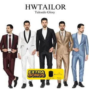HWTAILOR JAS TUXSEDO PRIA SEMIWOOL SETELAN formal,wedding,pegantin,Casual tuxedo Pria Casual Celana Blazer Dewasa Kantor Hitam Pengantin Wisuda Slimfit