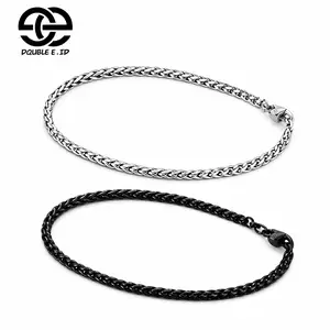 Gelang Titanium Tulang Naga Hitam dan Silver Anti Luntur Minimalis