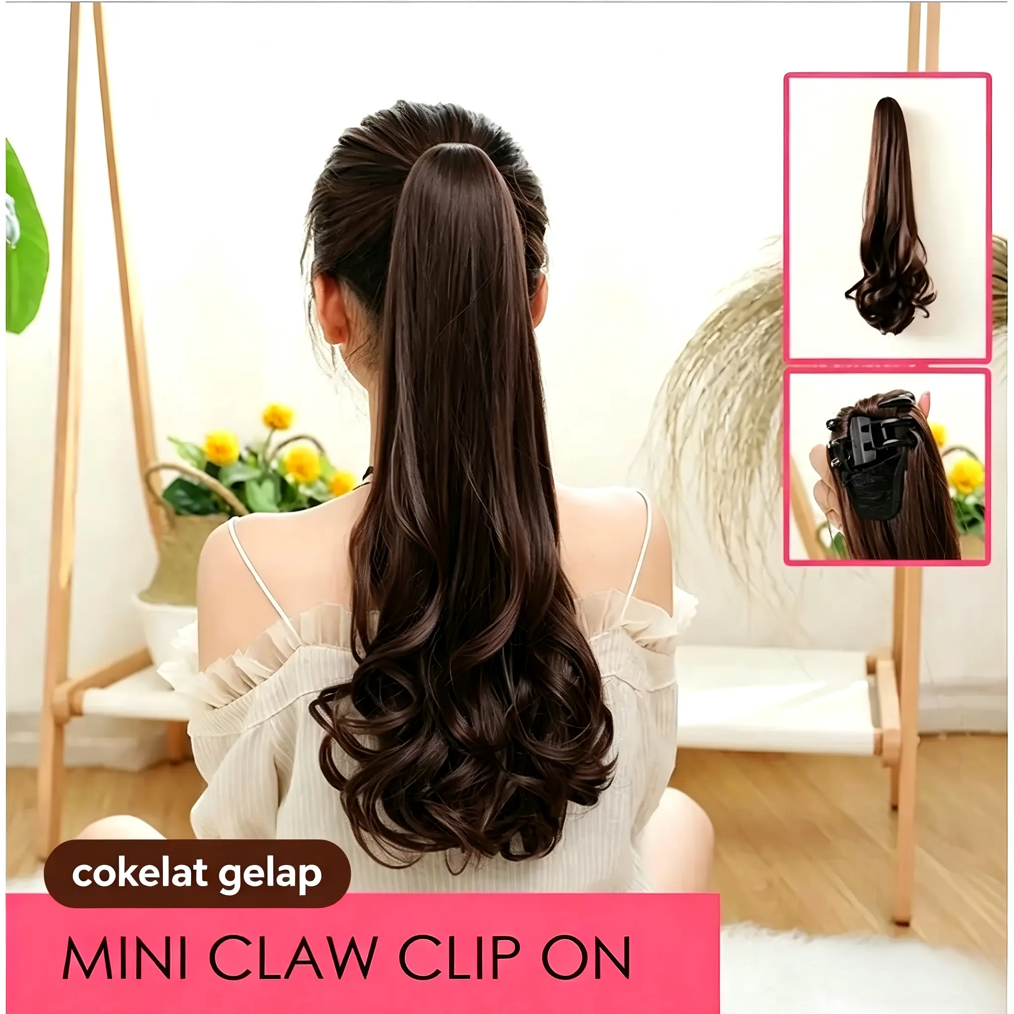 Rambut berkualitas tinggi Coklat Tua35cm