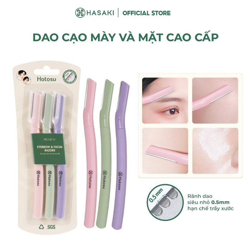 Dao Cạo Mày Và Mặt Hotosu Cao Cấp (3 Cây Nhiều Màu) Premium Eyebrow & Facial Razors | HASAKI BEAUTY