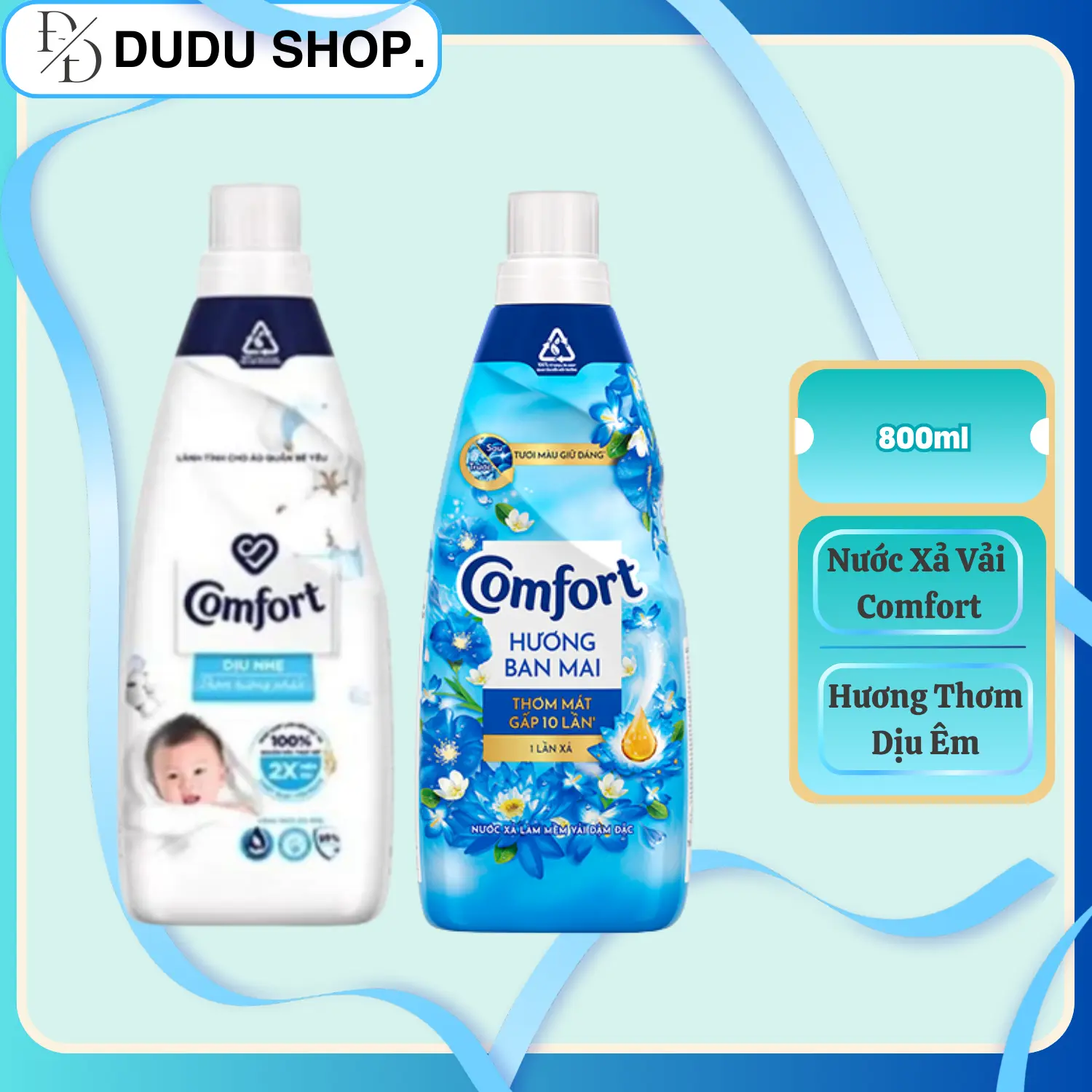 Nước xả vải Comfort hương Ban Mai 800ml - Hạt lưu hương kép, loại bỏ mùi hôi trên quần áo