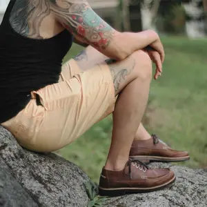 Oetune Sepatu Kulit Asli Coklat Moc Toe Derby Pria Kasual Cokelat Crazy Horse Leather Tahan Lama & Nyaman