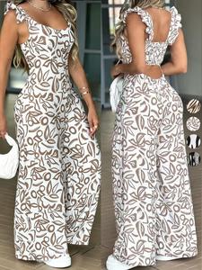 Mono nuevo para mujer 2026 sin tirantes con tiras anchas y pantalones de pierna ancha, estilo relajado para vacaciones, mono moldeador de una pieza