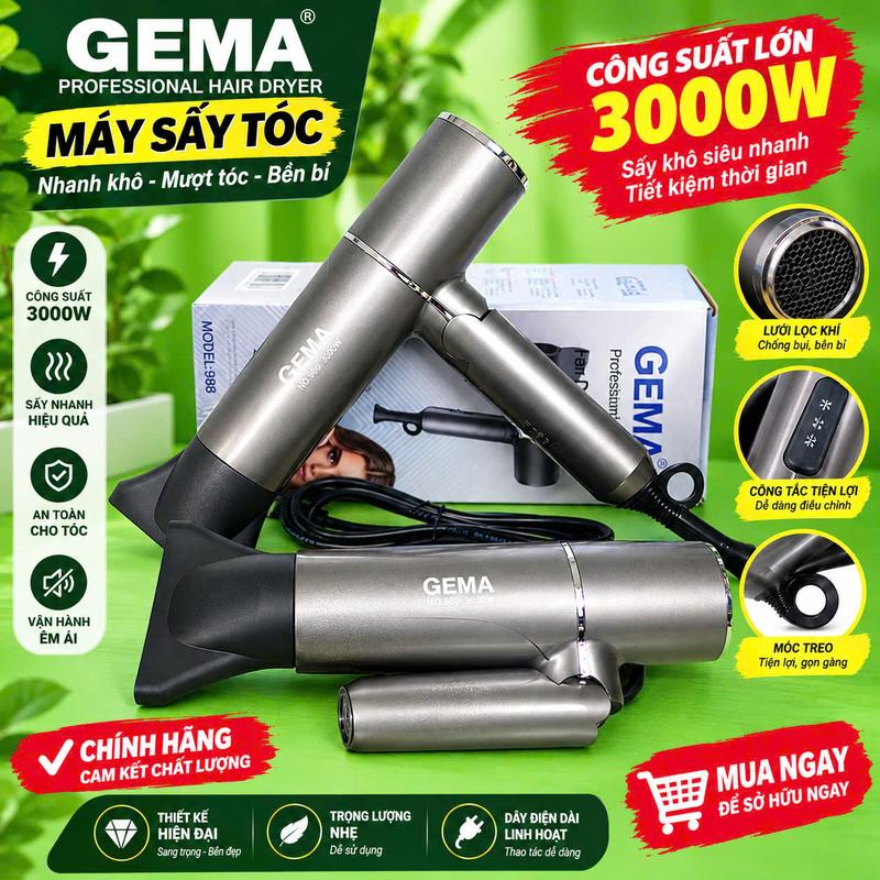 GEMA Chính hãng- Máy Sấy Tóc Gấp Gọn Cao Cấp 2 chiều nóng lạnh,công suất 3000w