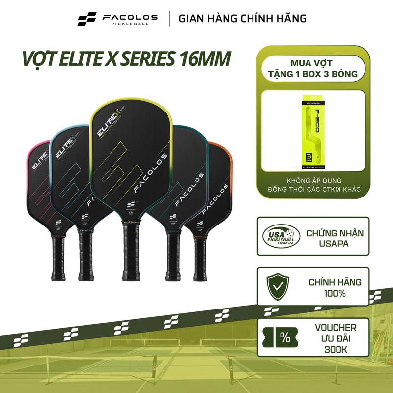  Vợt Pickleball Facolos Elite X Pro Series  16MM  - mang lại trải nghiệm nâng cao phù hợp với những người chơi chuyên nghiêp 