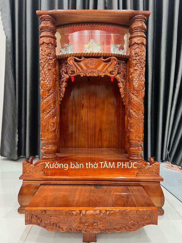   HÀNG SIÊU NÉT_XOAN ĐÈN  Bàn thờ thần tài ông địa gỗ xoan đào tự nhiên cột rồng dày có hộp đèn và mâm kéo chạm đất ngang 42cm 48cm 56cm 60cm đủ size Decor Decor Phòng Trang Trí Nhà Đồng Tranh 