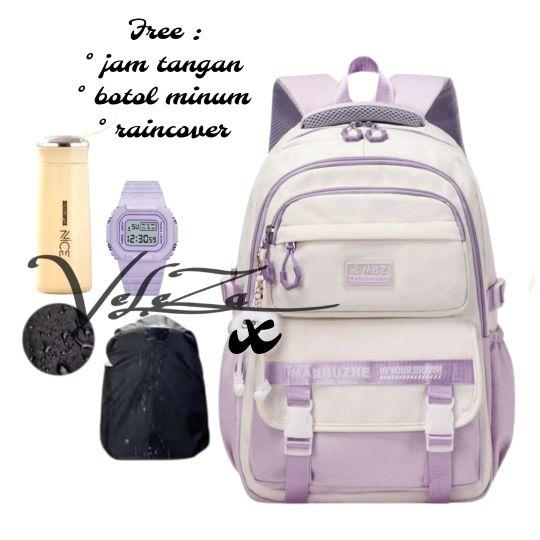 Product Introduction of Tas ransel anak manbuzhe free gift 4in1 botol minum jam tangan raincover tas ransel sekolah SD SMP SMA tas ransel 21