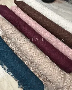 (Harga 0,5m) Edisi Lebaran Bahan Kain Kebaya/GaunMewah Brokat Tile Bordir Sakura NEW SERIES Motif Bunga Harga setengah meter