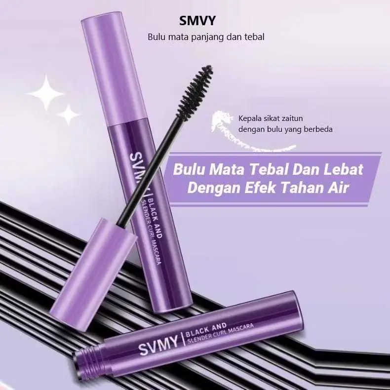 SMVY BLACK AND SLENDER CURL MASCARA WATERPROOF Model 724 Hitam Tahan Air Anti Luntur Bulu Mata Pekat dan Tegas - Maskara